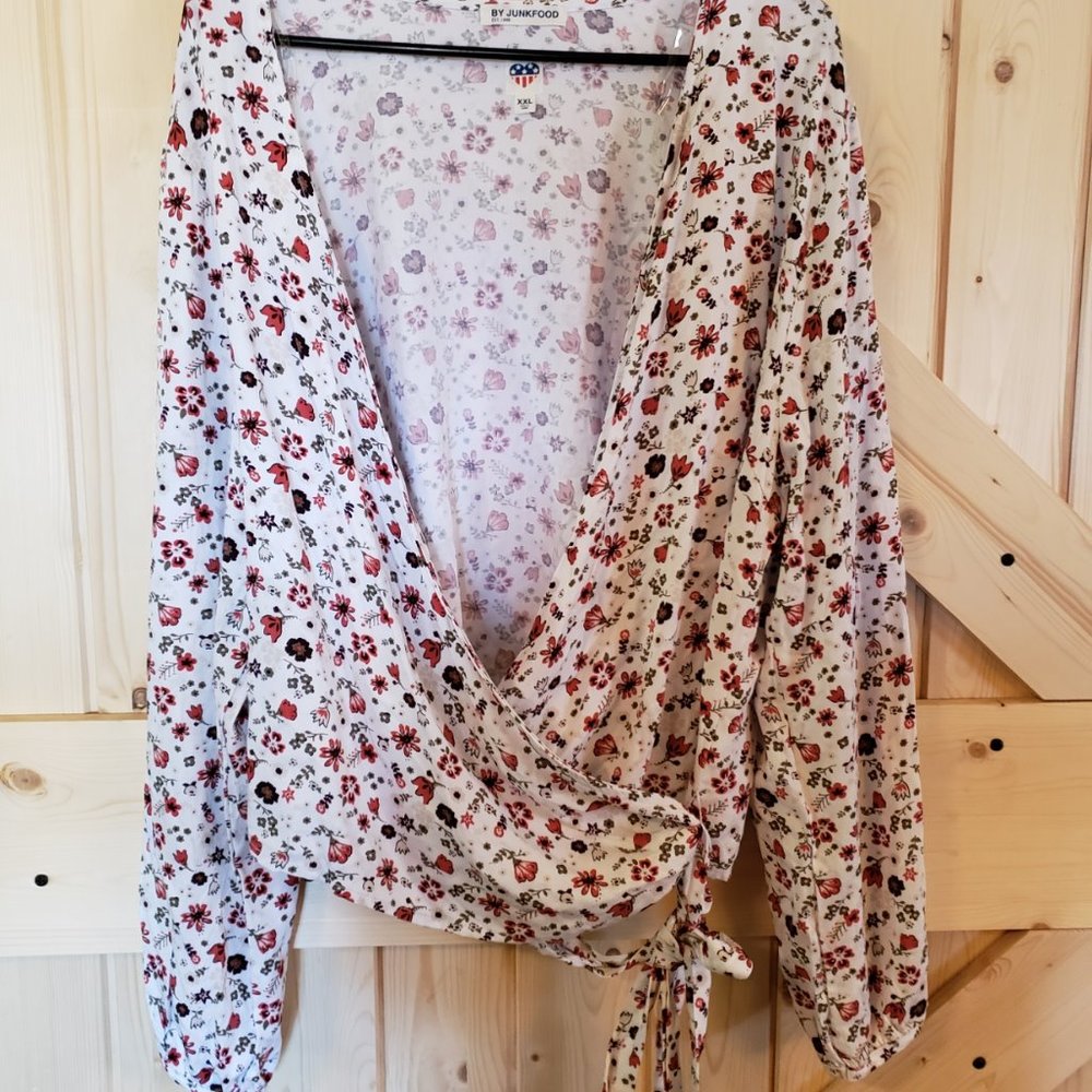 JUNK FOOD Floral Print Long Sleeve Wrap Top (XXL) - Picture 6 of 6